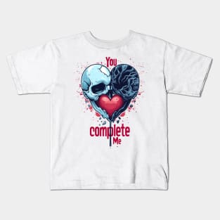 Dark You Complete Me V1 - Soulful Heart Art for Valentine's Kids T-Shirt